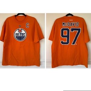Reebok Men's Edmonton Oilers Connor McDavid Orange‎ NHL T-Shirt 97 Size XL